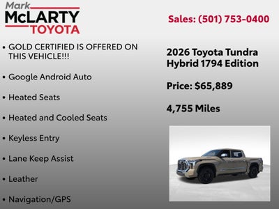 2026 Toyota TUNDRA HV 4X4 1794 Edition