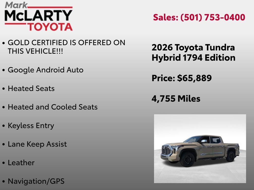 2026 Toyota TUNDRA HV 4X4 1794 Edition