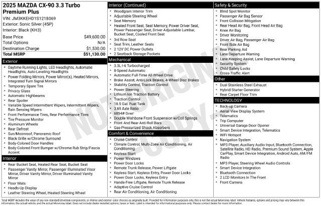 2025 Mazda Mazda CX-90 3.3 Turbo Premium Plus