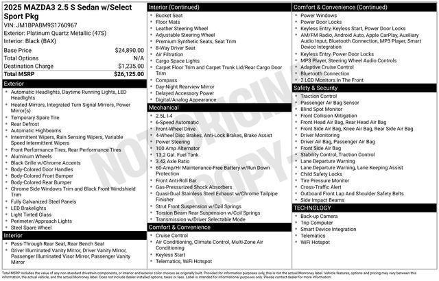 2025 Mazda Mazda3 2.5 S Select Sport
